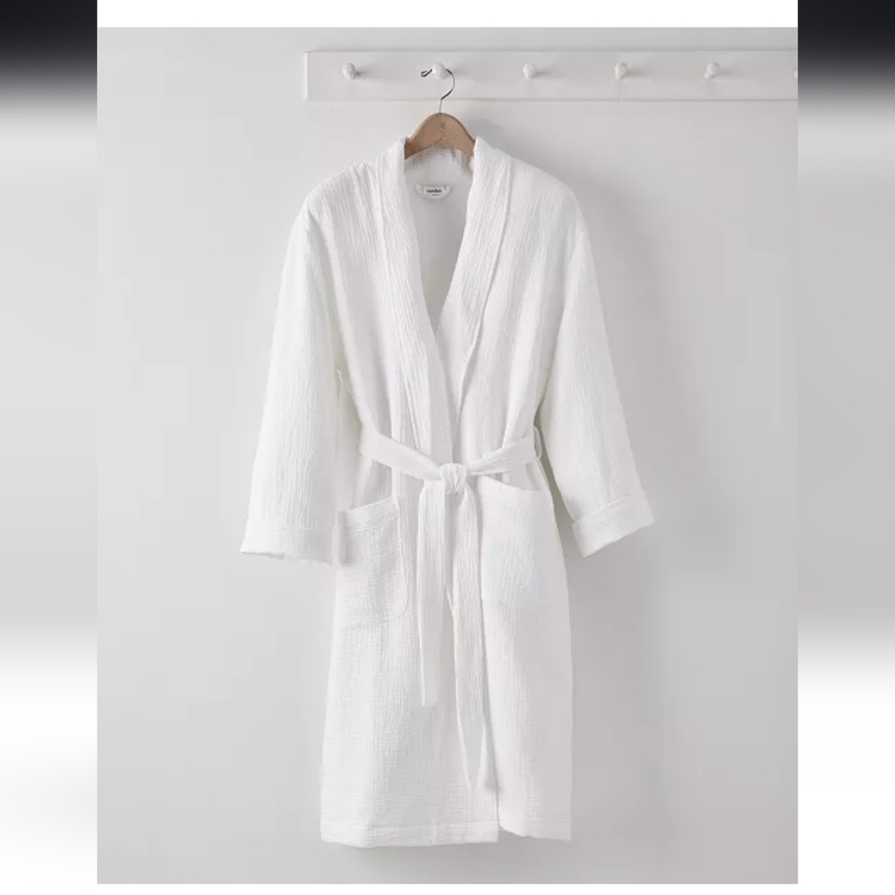 White Textured Robe